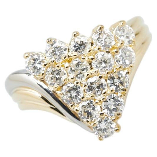 K18YG Yellow Gold Pt850 Platinum Diamond Ring 1.13ct