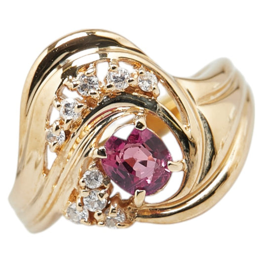 K18YG Yellow Gold Ruby 0.50ct Diamond 0.13ct Ring