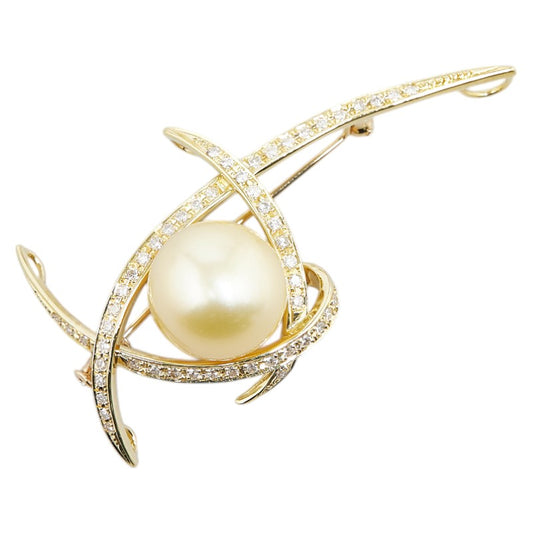 K18YG Yellow Gold Pearl Brooch Pendant 12.4mm