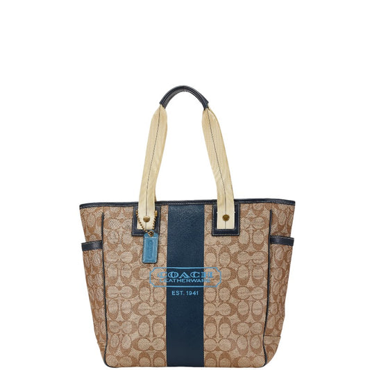 Coach Signature Heritage Stripe Tote Bag F70074