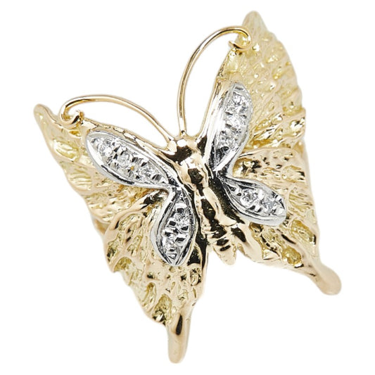 K18YG Gold Pt900 Platinum Diamond Butterfly Ring