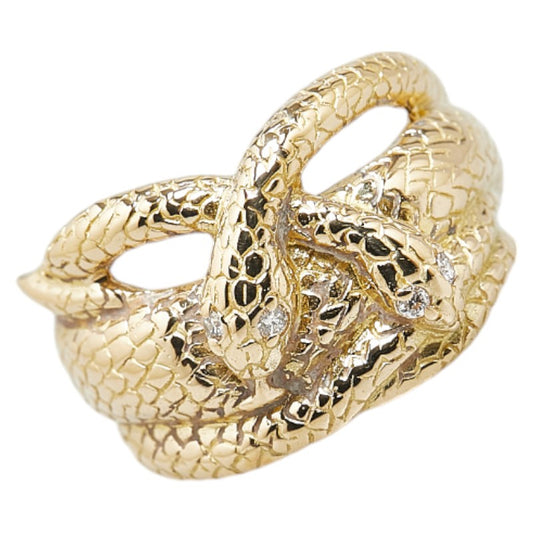 K18YG Gold Diamond Snake Motif Ring