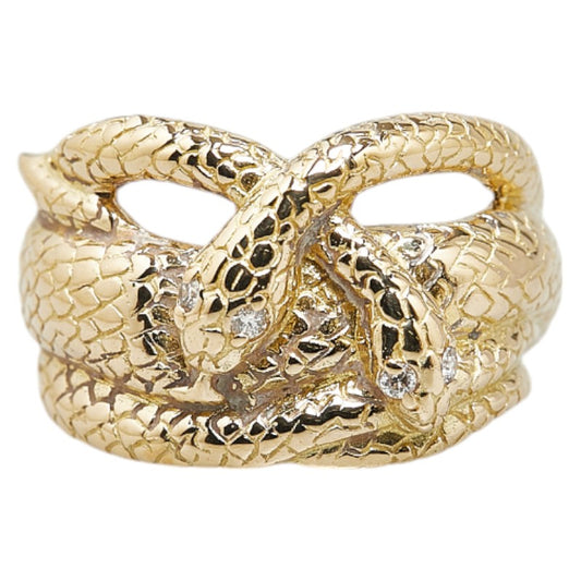 K18YG Gold Diamond Snake Motif Ring