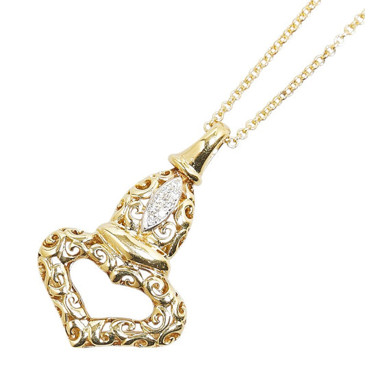 K18YG Yellow Gold Diamond Tribal Heart Pendant Necklace