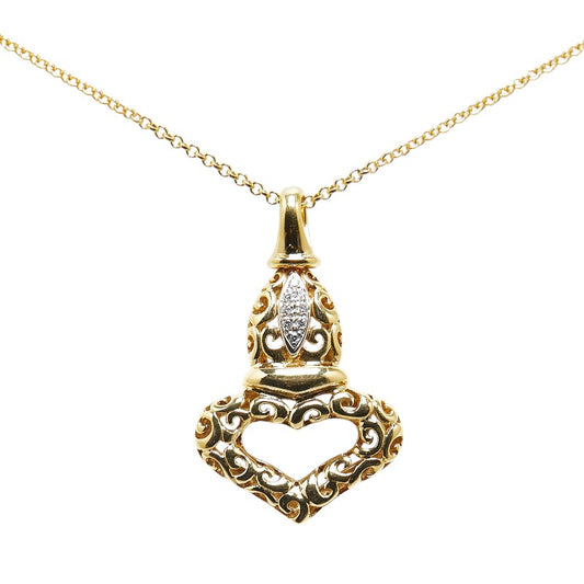 K18YG Yellow Gold Diamond Tribal Heart Pendant Necklace