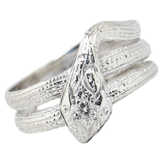 K14WG White Gold Snake Motif Ring