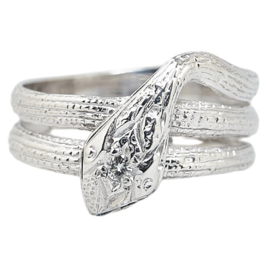 K14WG White Gold Snake Motif Ring