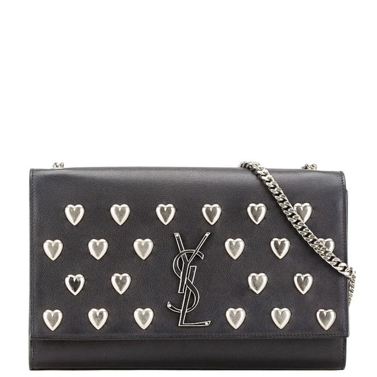 Saint Laurent Kate Heart Studded Leather Shoulder Bag