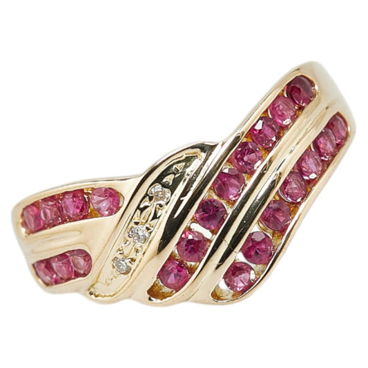 K18YG Yellow Gold Ruby Diamond Ring