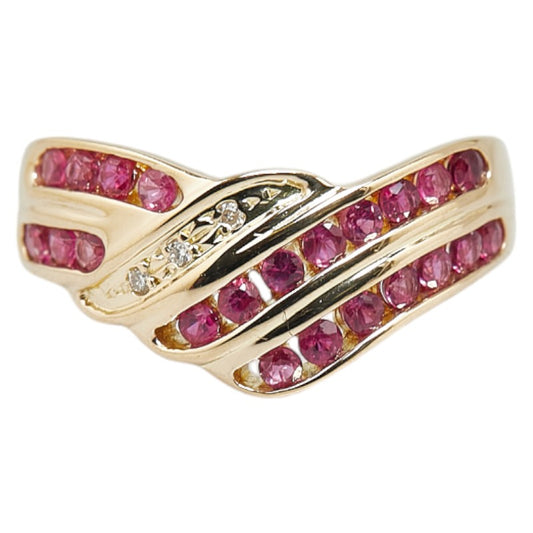 K18YG Yellow Gold Ruby Diamond Ring