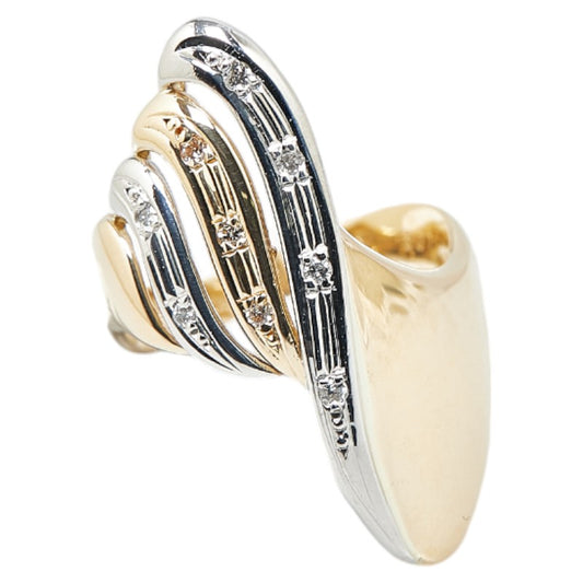 K18YG Yellow Gold Pt900 Platinum Diamond Ring