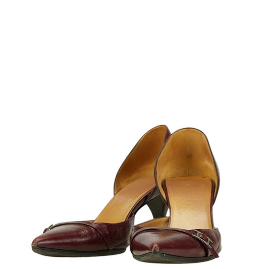 Hermes Leather Pumps Bordeaux Red