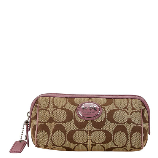 Coach Signature Canvas Leather Pouch