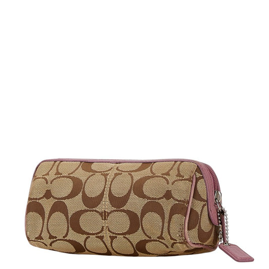 Coach Signature Canvas Leather Pouch