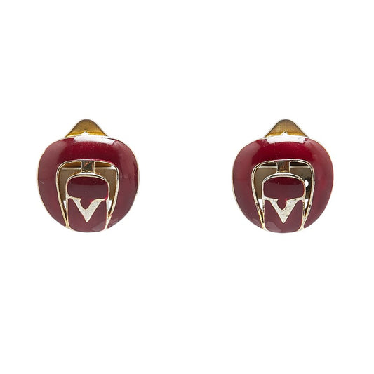 Valentino Gold Red Earrings Plastic