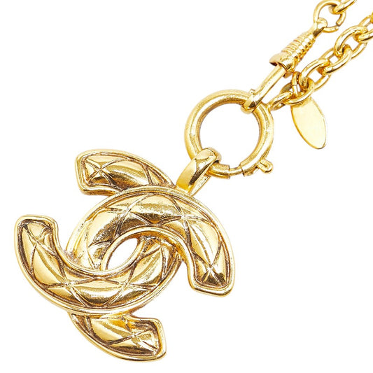 Chanel Matelasse Coco Mark Necklace Gold