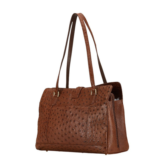 Ostrich Handbag Shoulder Bag Brown