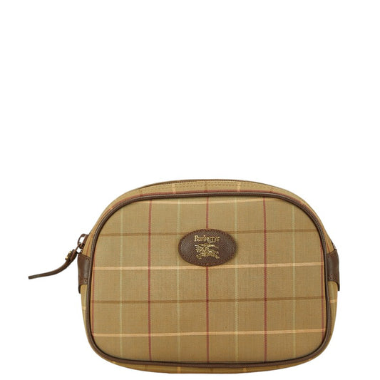 Burberry Check Canvas Leather Pouch