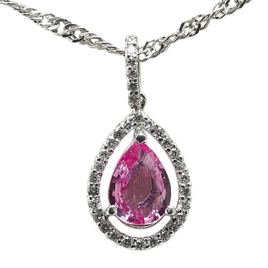 Platinum Pink Sapphire Diamond Pendant Necklace