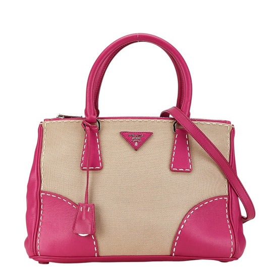 Prada Leather Canvas Canapa City Handbag