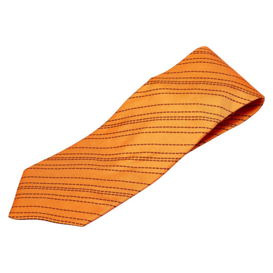 Hermes Silk Stitch Tie Orange Brown