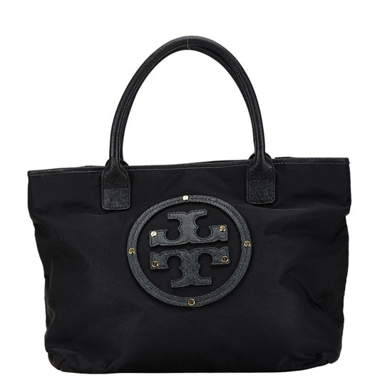 Tory Burch Nylon Leather Tote Handbag Black