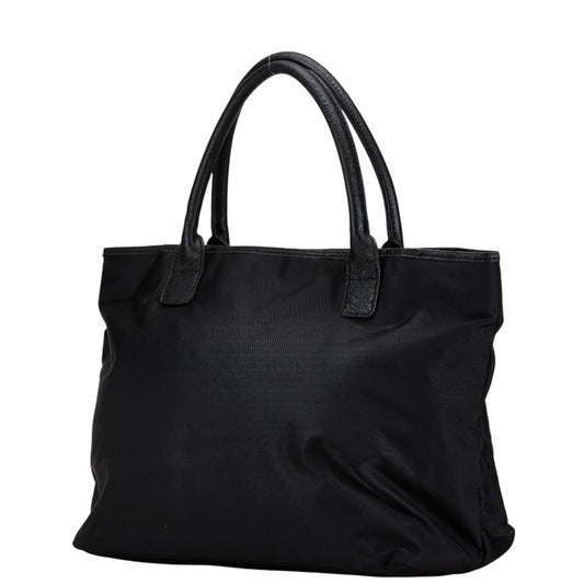 Tory Burch Nylon Leather Tote Handbag Black