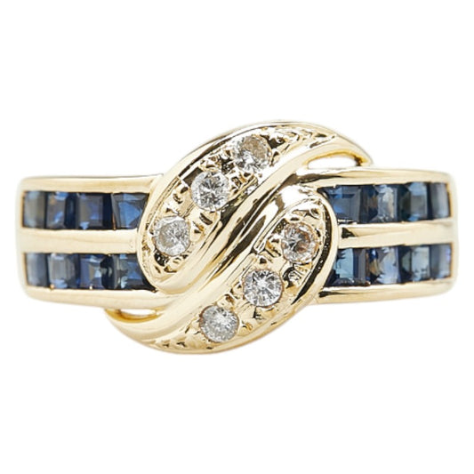 K18YG Yellow Gold Sapphire Diamond Ring