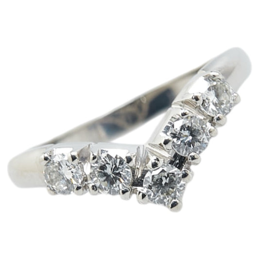 Platinum Diamond V-Shaped Ring