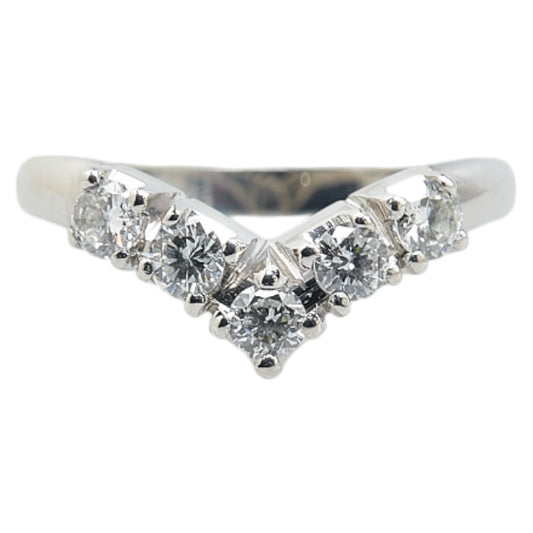 Platinum Diamond V-Shaped Ring