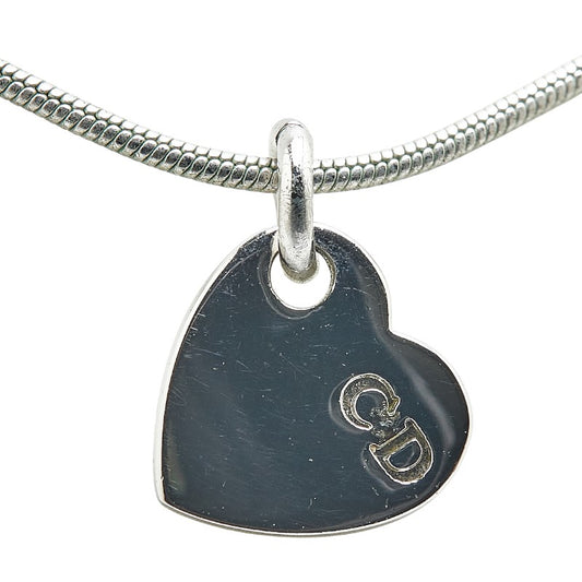 Dior CD Logo Heart Necklace Silver Metal