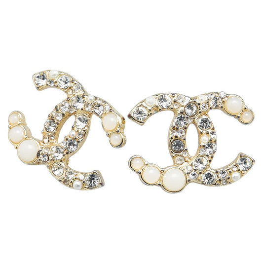 Chanel Coco Mark Rhinestone Pearl Earrings