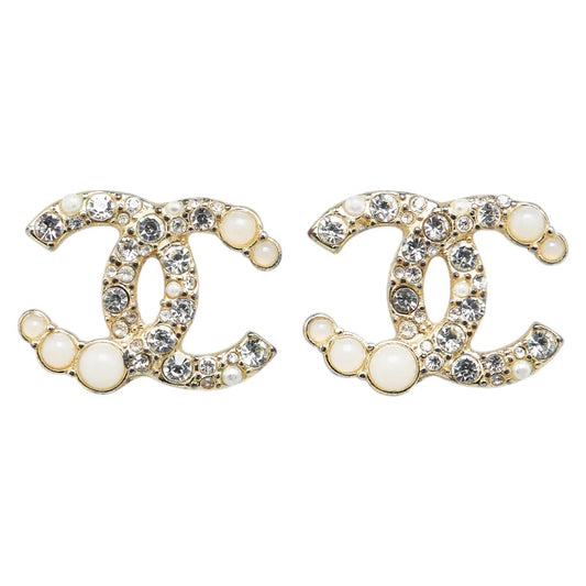 Chanel Coco Mark Rhinestone Pearl Earrings