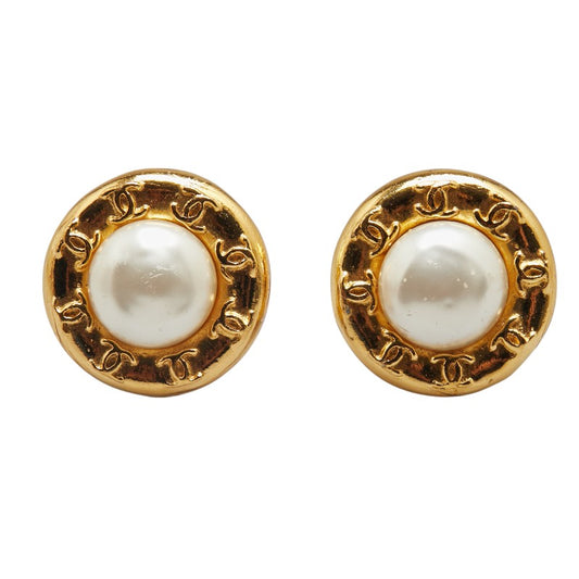 Chanel Vintage Coco Mark Pearl Earrings