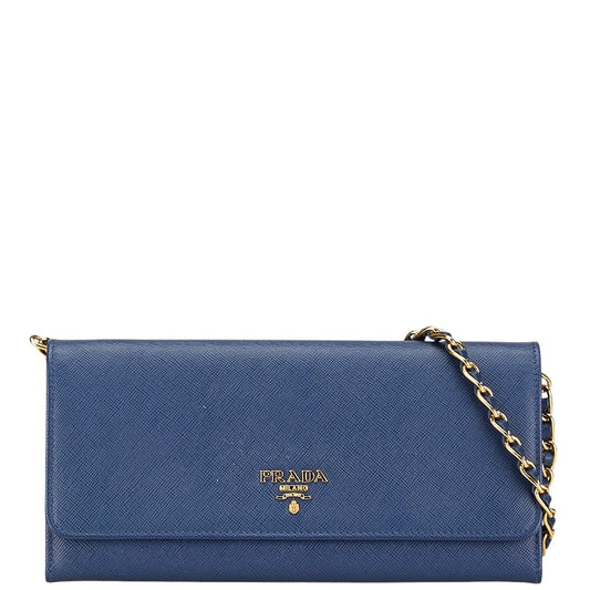 Prada Saffiano Logo Chain Wallet 1M1290