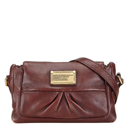 MARC BY MARC JACOBS Leather Shoulder Bag Brown