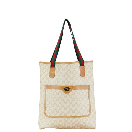 Gucci GG Plus Sherry Line Tote Bag Beige Brown