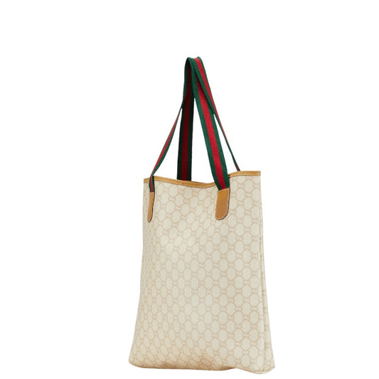 Gucci GG Plus Sherry Line Tote Bag Beige Brown