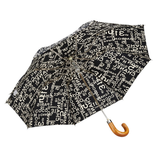 Chanel Cotton Folding Umbrella Black White