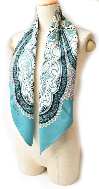 Gucci Silk Scarf Paisley Turquoise