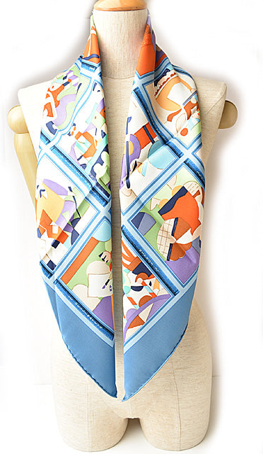 Hermes Silk Scarf Light Blue