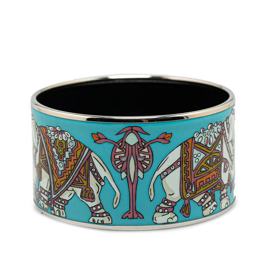 Hermes Enamel TGM Elephant Bangle Bracelet