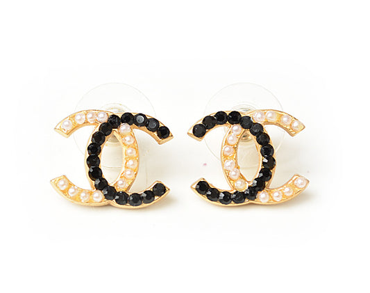 Chanel Earrings Metal Rhinestone Pearl