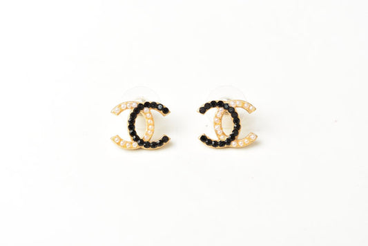 Chanel Earrings Metal Rhinestone Pearl