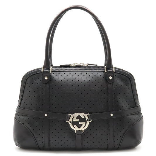 Gucci Leather Interlocking G Shoulder Bag Black