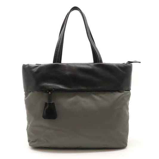 Prada Nylon Nappa Leather Tote Bag 1BG047