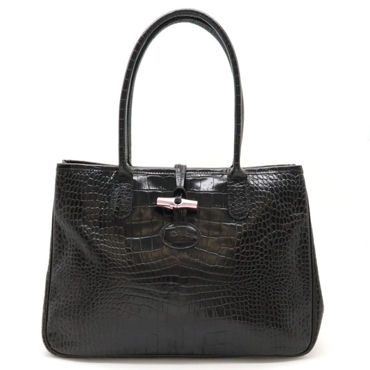 Longchamp Roseau Leather Tote Bag Black