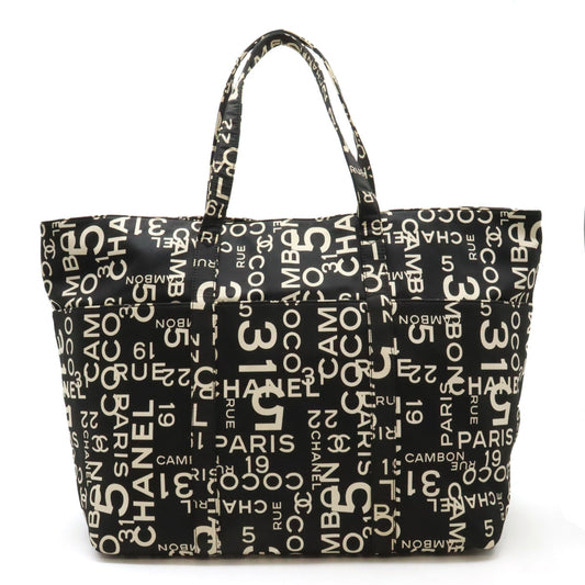 Chanel Canvas Logo Tote Bag with Plastic Chain