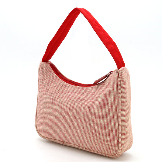 Prada Canvas Nylon Accessory Pouch Handbag Red Beige