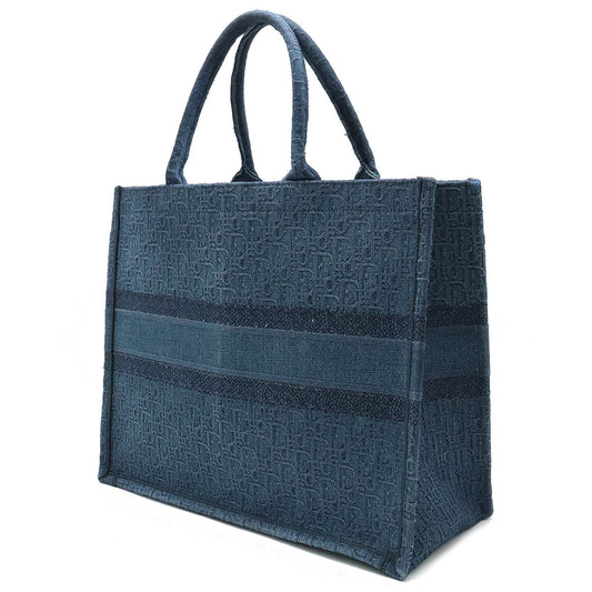 Christian Dior Book Tote Canvas Bag Blue